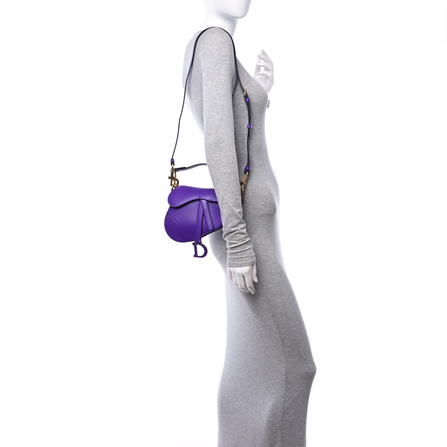 Supple Calfskin Mini Saddle Bag With Strap Purple