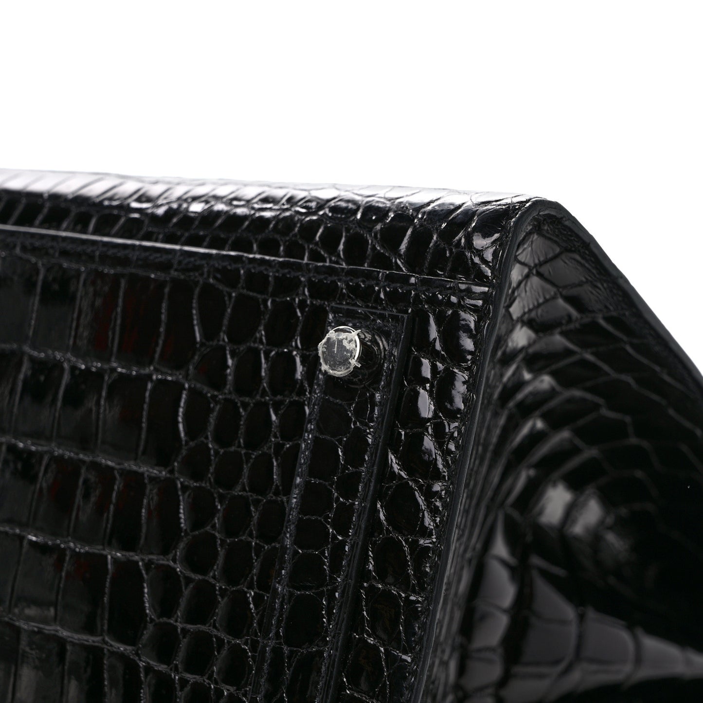 Shiny Porosus Crocodile Birkin Sellier 35 Black