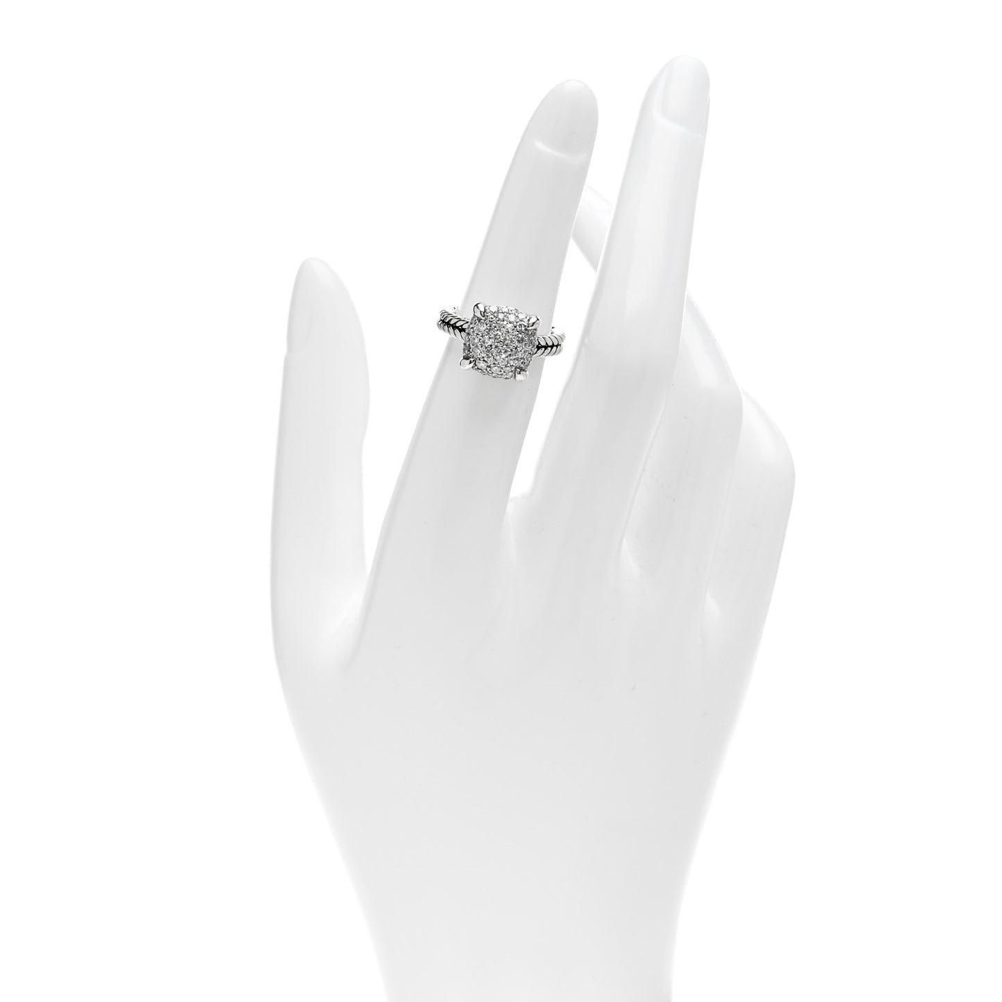 Sterling Silver Diamond 11mm Chatelaine Pave Ring 49 5