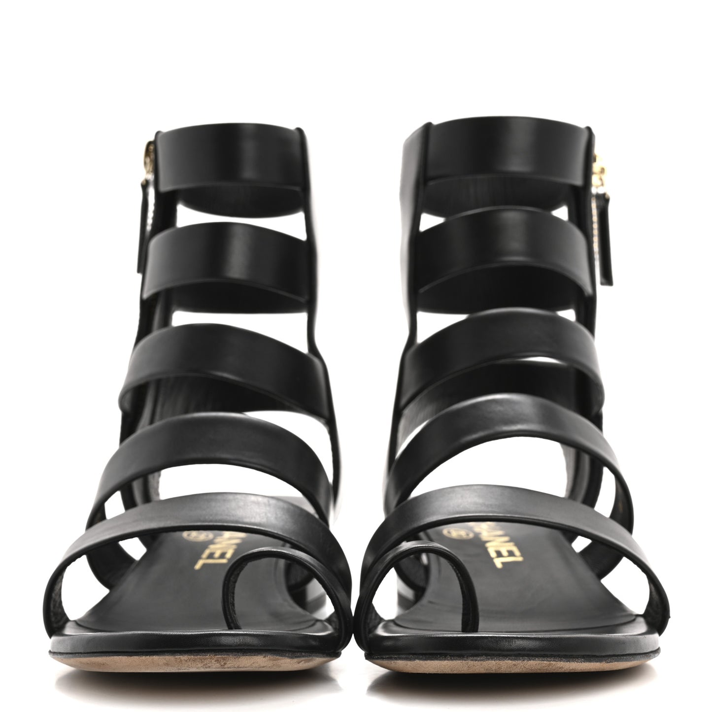 Calfskin Gladiator Sandals 35 Black