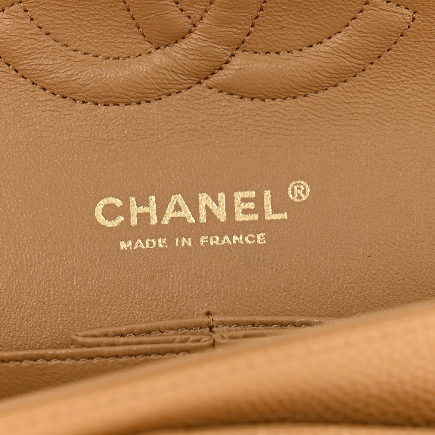 Caviar Quilted Medium Double Flap Beige