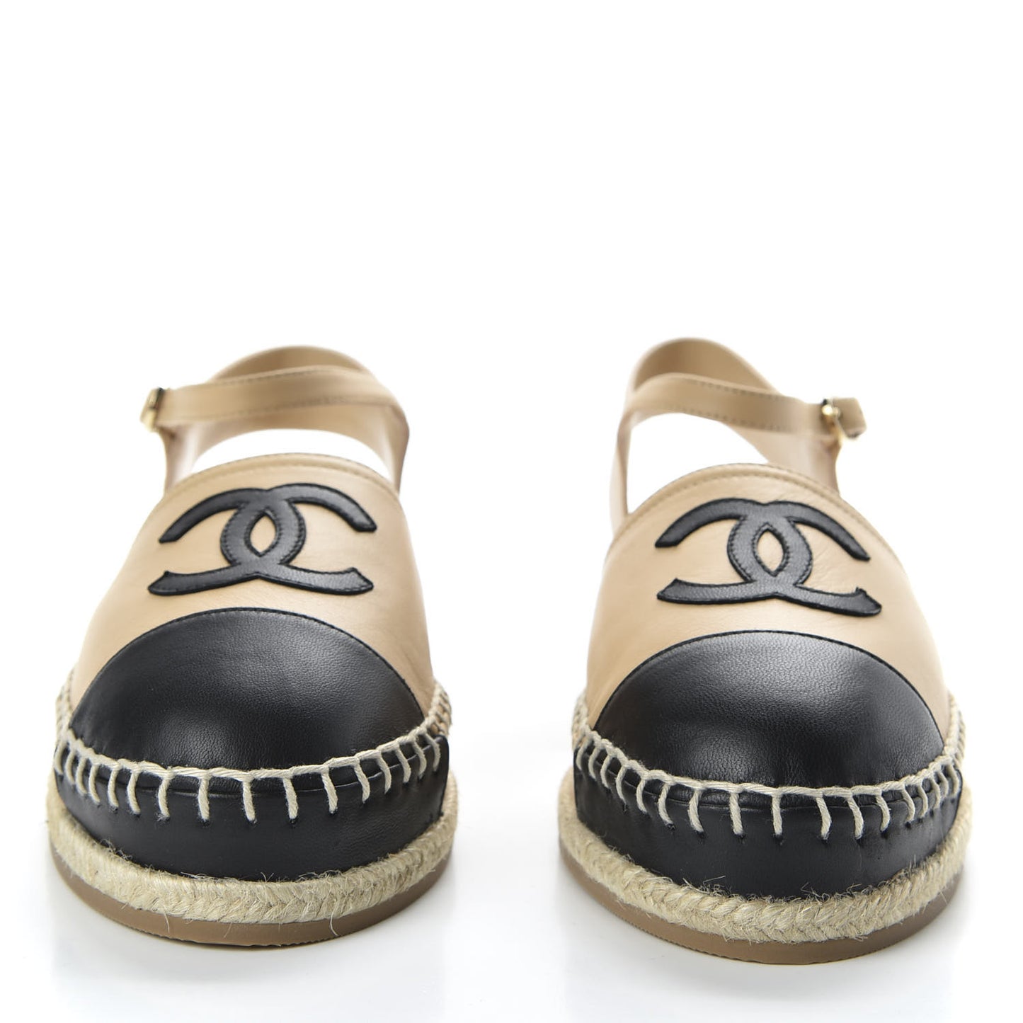 Lambskin CC Espadrilles 35 Beige Black