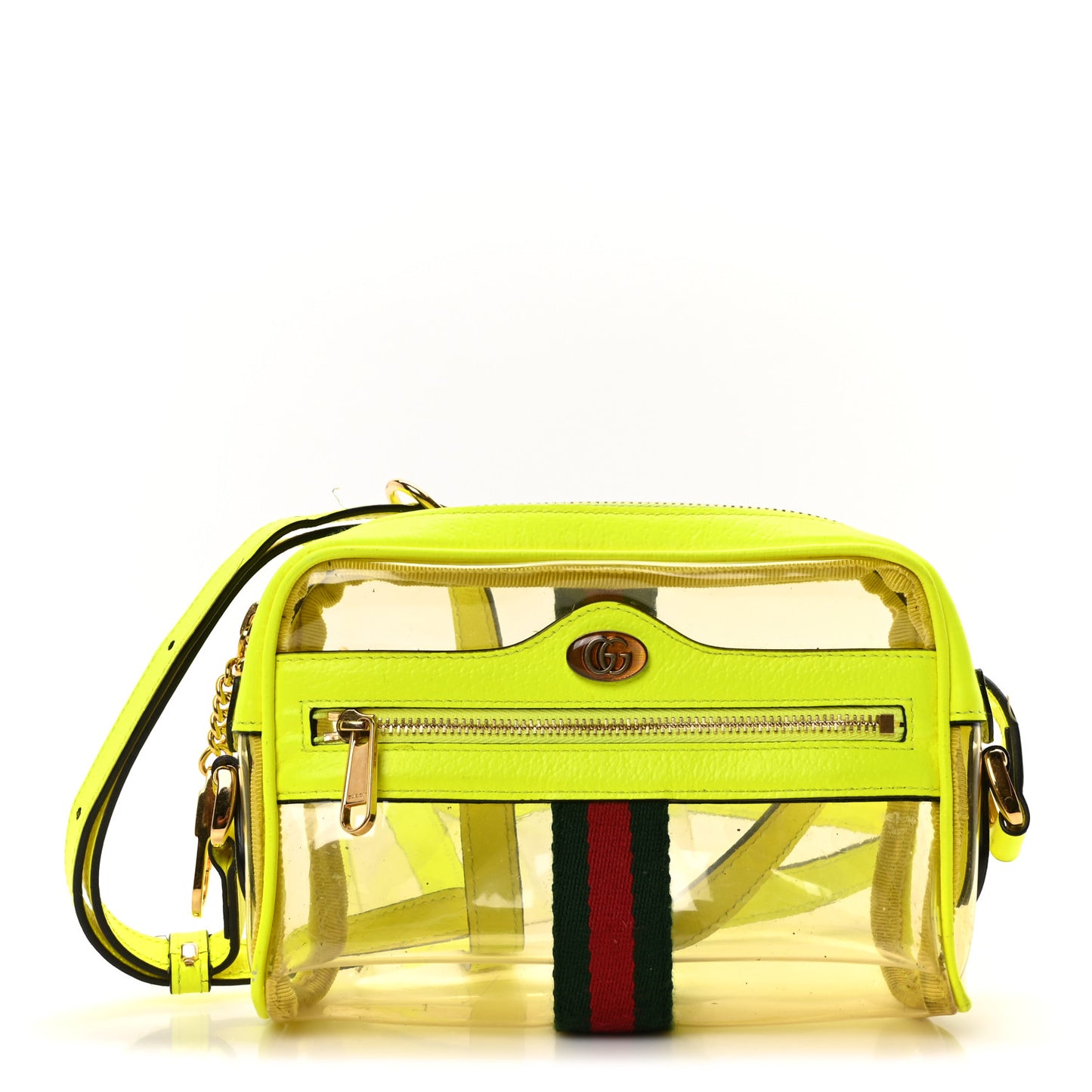 Vinyl Web Mini Ophidia Transparent Shoulder Bag Yellow Fluo