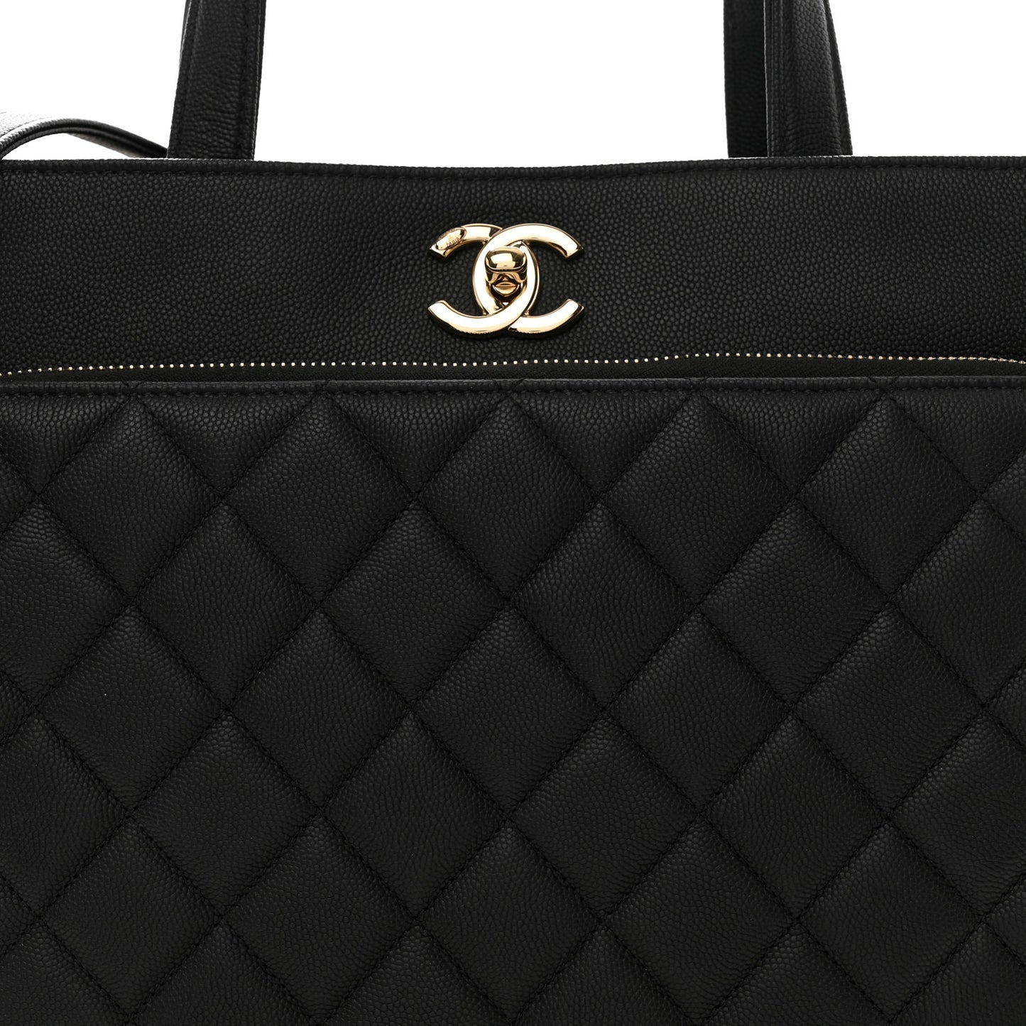 Caviar Quilted Large Business Affinity Shopping Bag Black