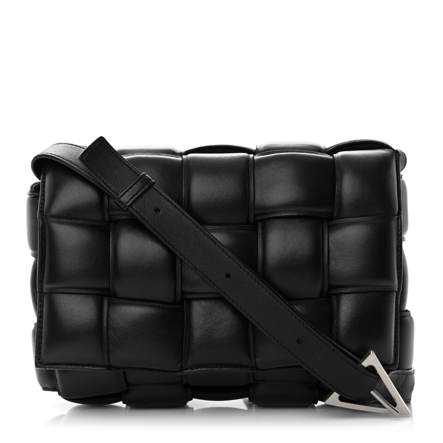Nappa Maxi Intreccio Padded Cassette Crossbody Bag Black