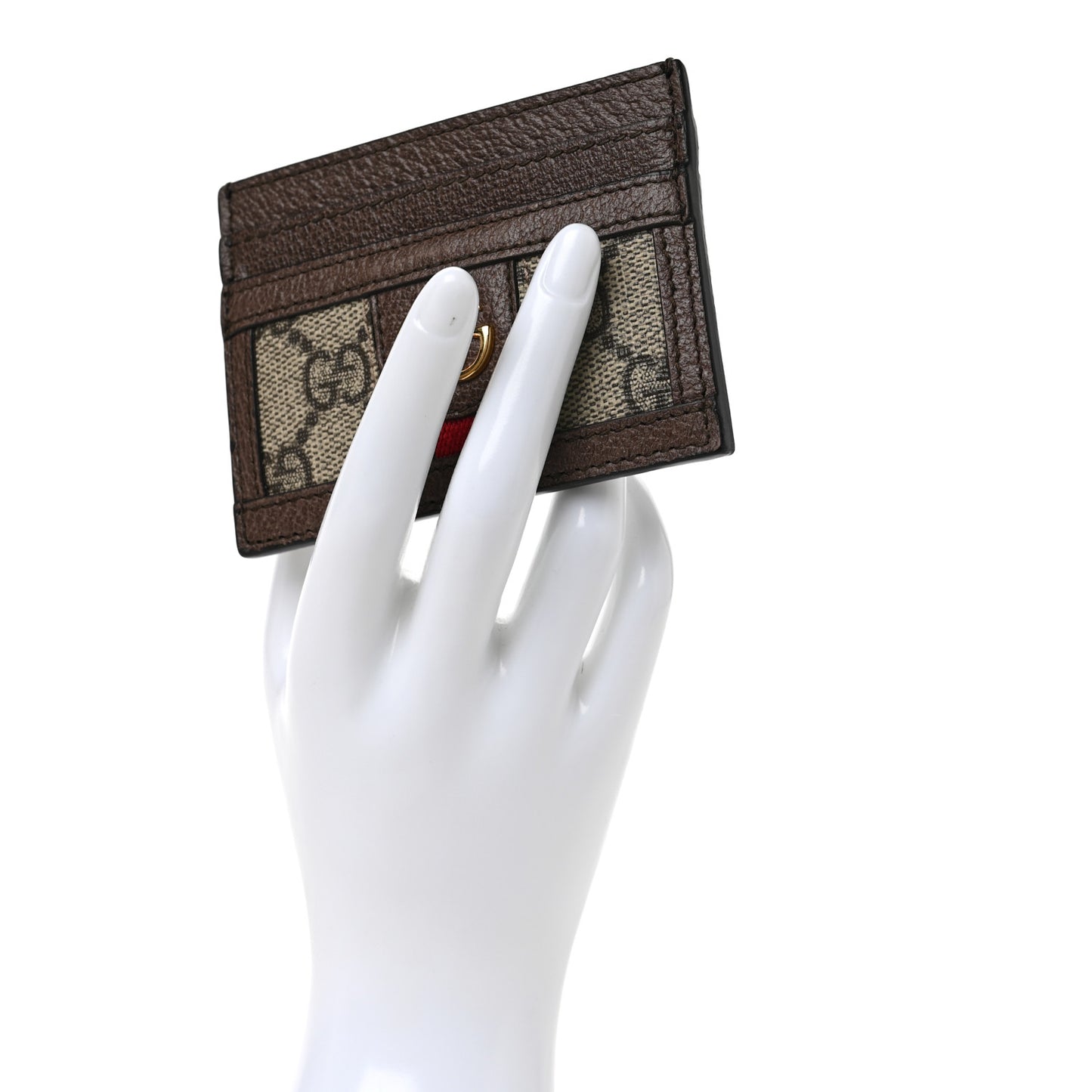 GG Supreme Monogram Ophidia Card Holder Brown