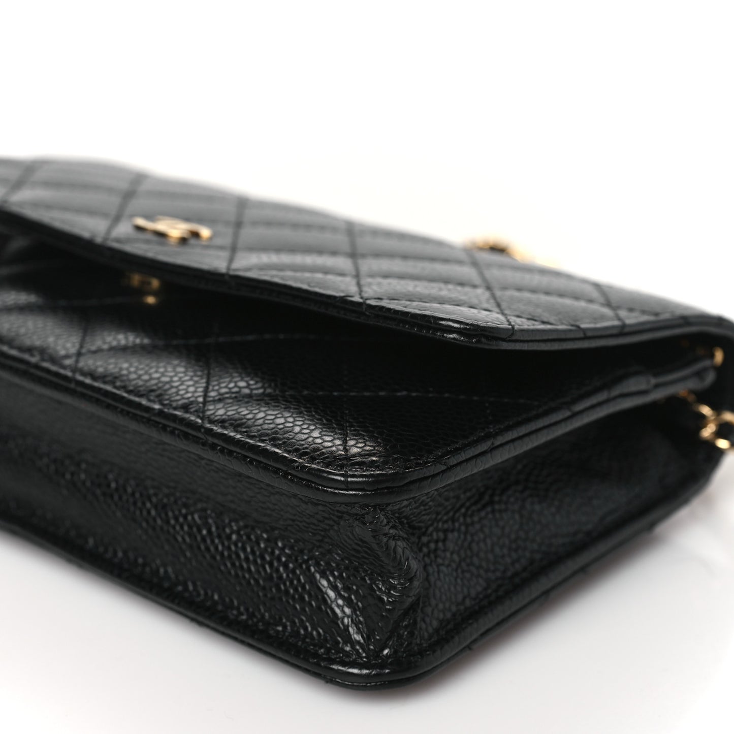 Caviar Quilted Wallet on Chain WOC Black