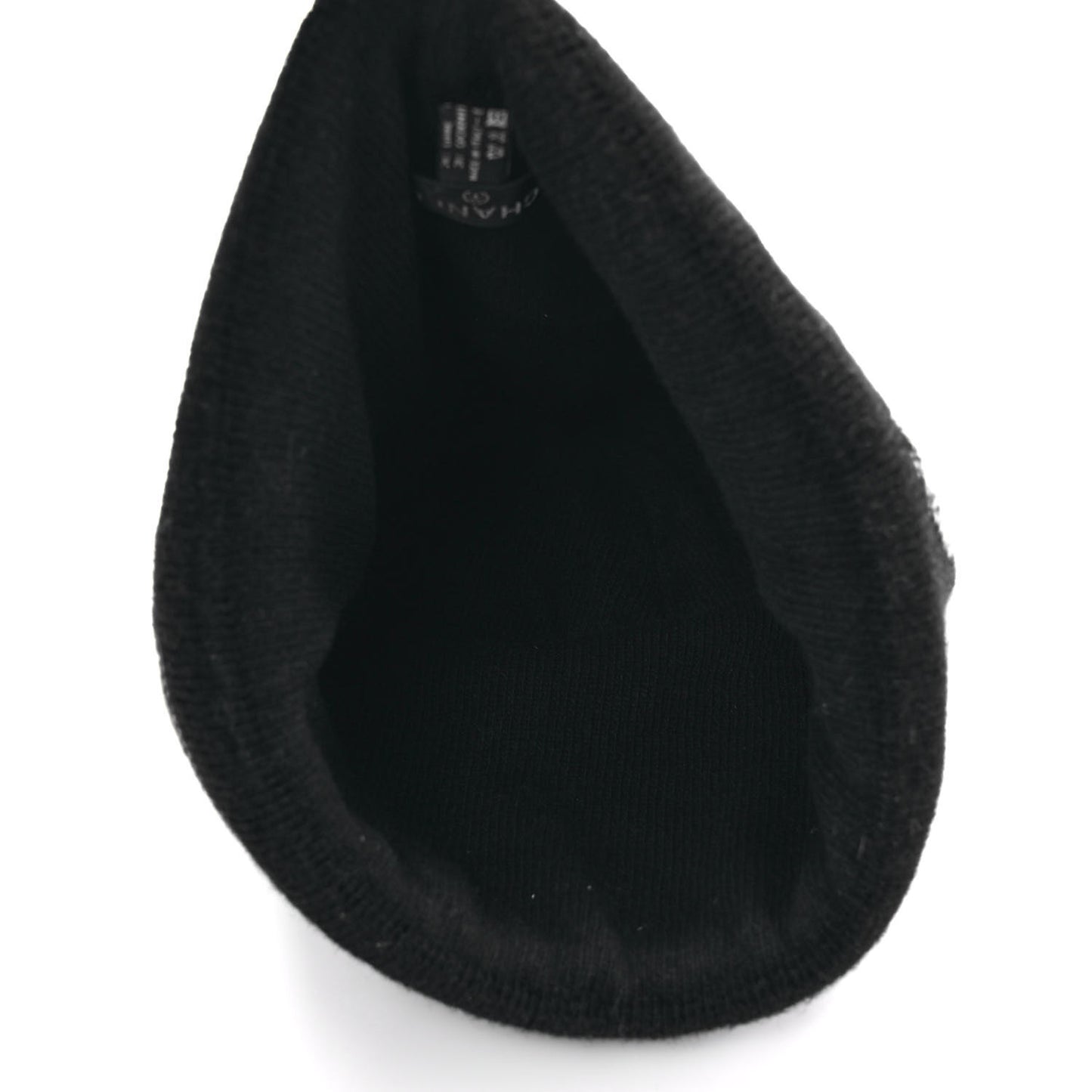Wool Cashmere Logo Beanie Hat Black Light Grey