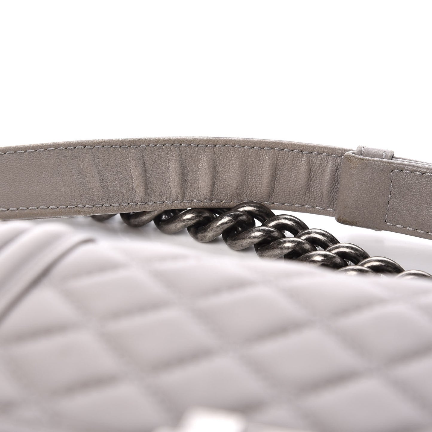 Calfskin Quilted Small Boy Flap Taupe