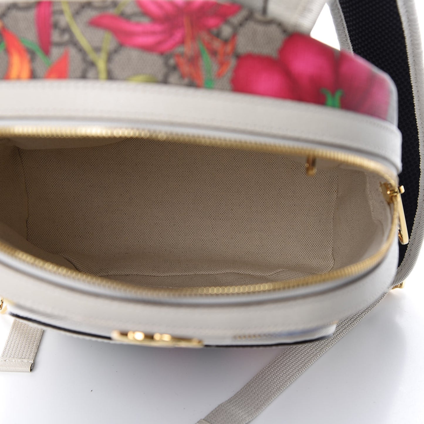 GG Supreme Monogram Flora Web Small Ophidia Day Backpack White