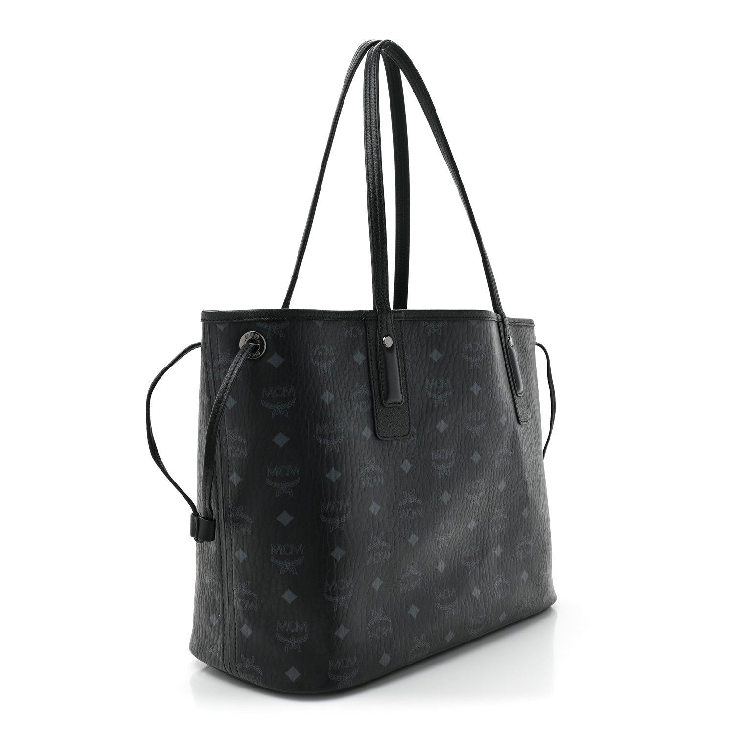 MCM Grained Calfskin Visetos Medium Liz Reversible Shopper Tote Black 5 of 19