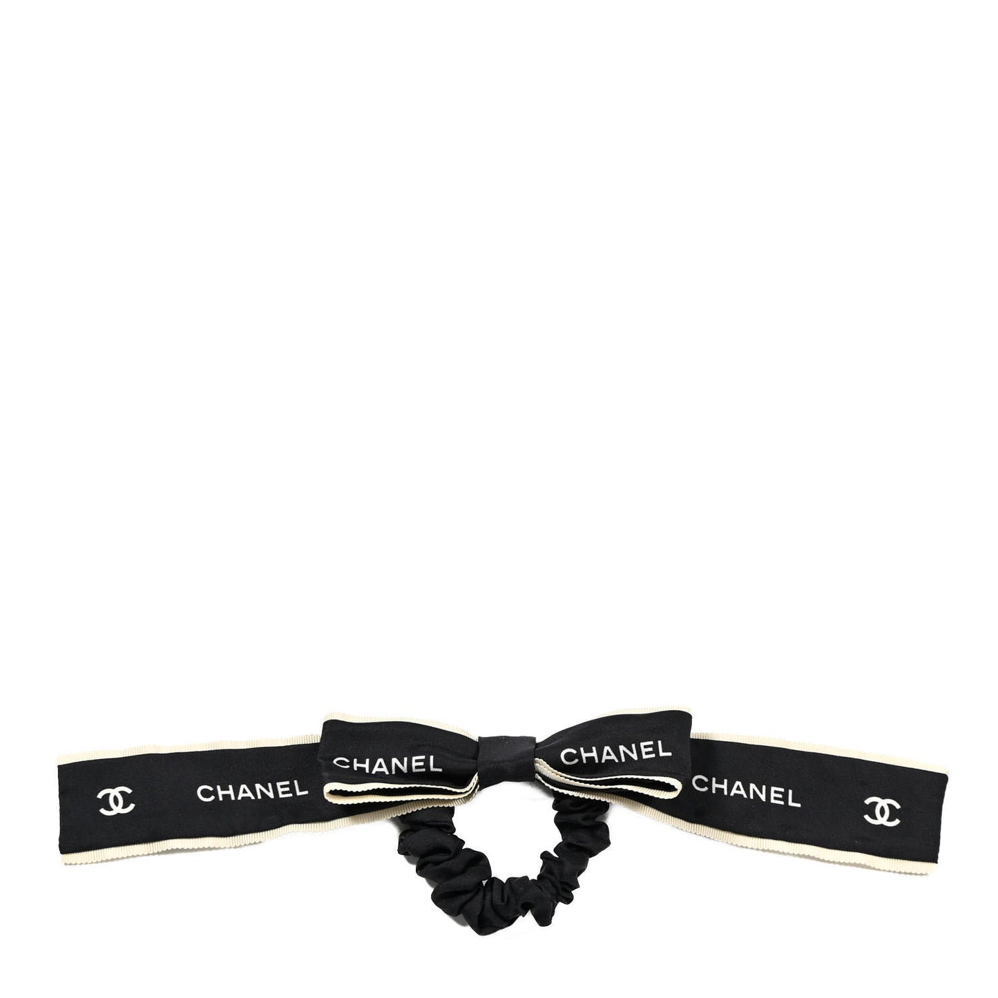 Silk CC Hair Tie Black Ecru