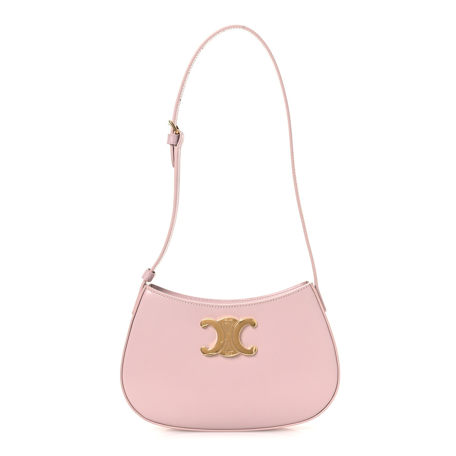 Celine Shiny Calfskin Medium Tilly Triomphe Shoulder Bag Bleached