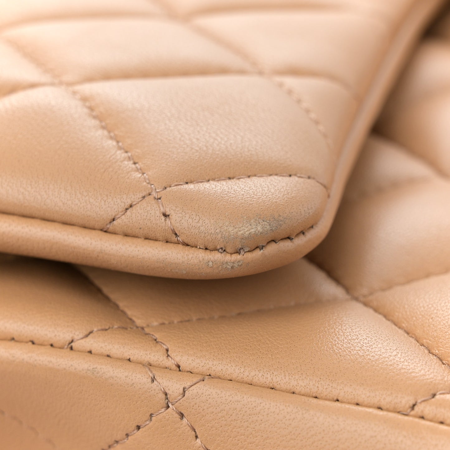 Lambskin Quilted Maxi Double Flap Beige