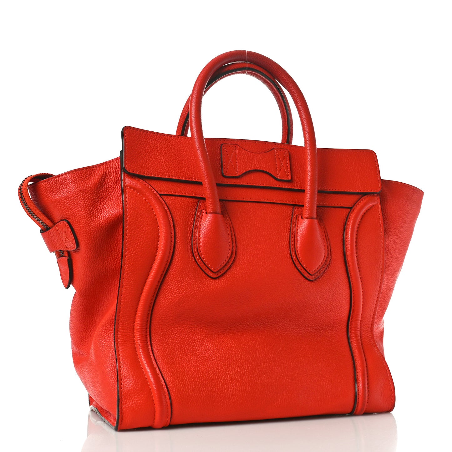 Drummed Calfskin Mini Luggage Coquelicot