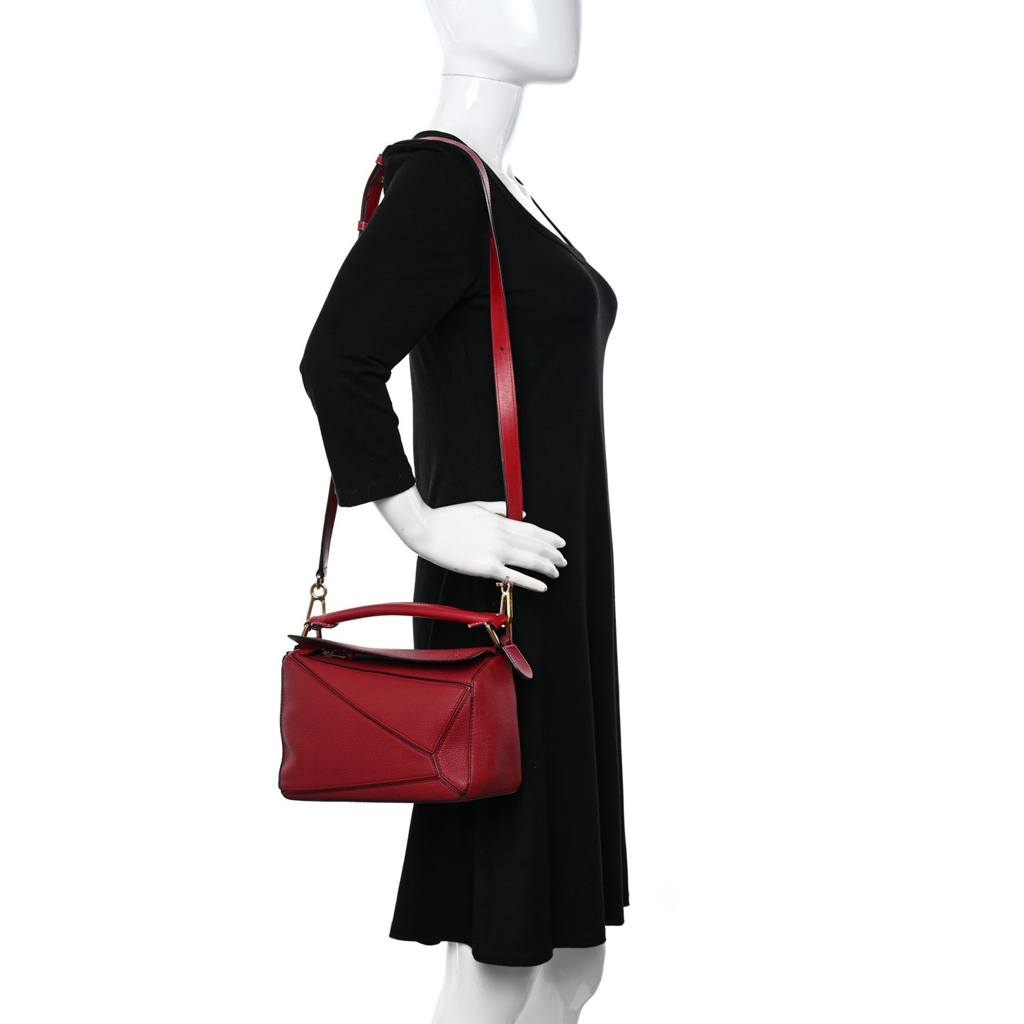 Grained Calfskin Small Puzzle Bag Rouge