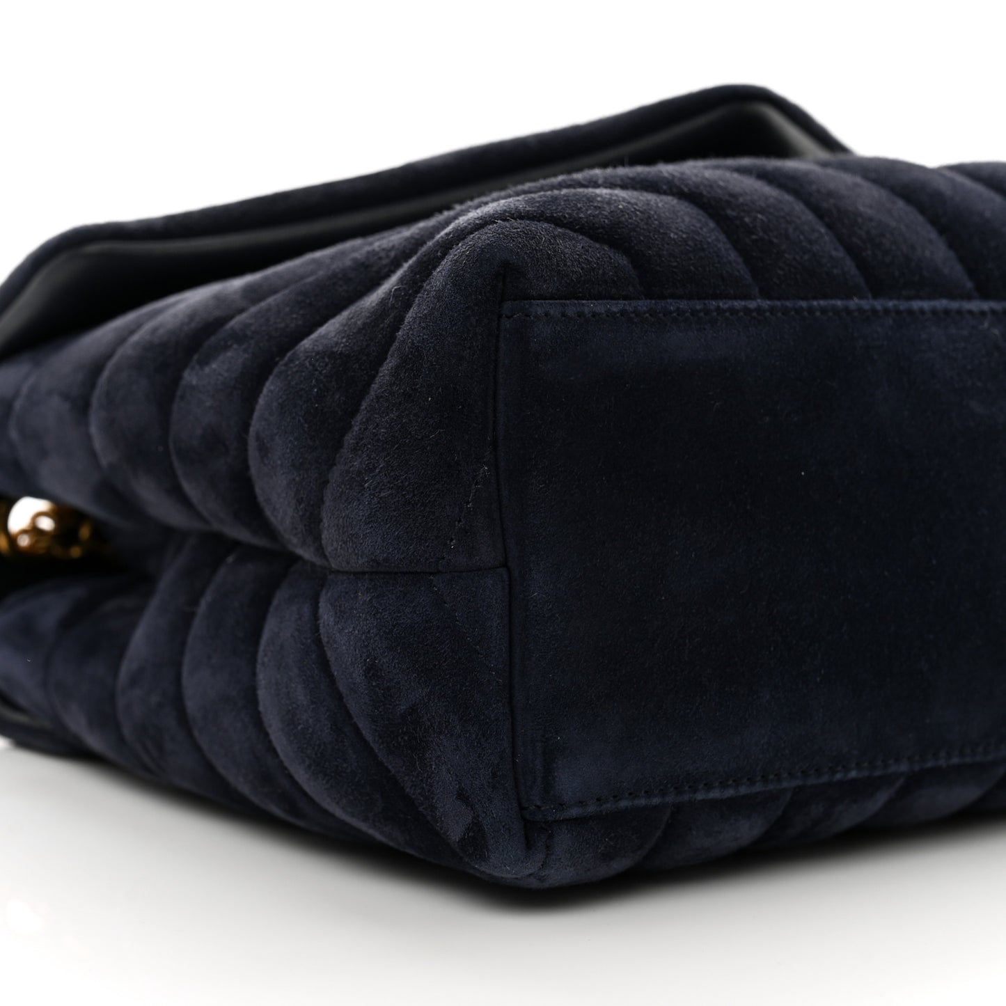 Suede Calfskin Y Quilted Monogram Small Loulou Chain Satchel Deep Marine