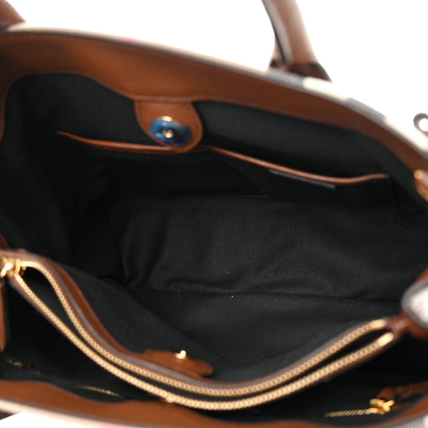 House Check Grainy Calfskin Medium Banner Tote Brown