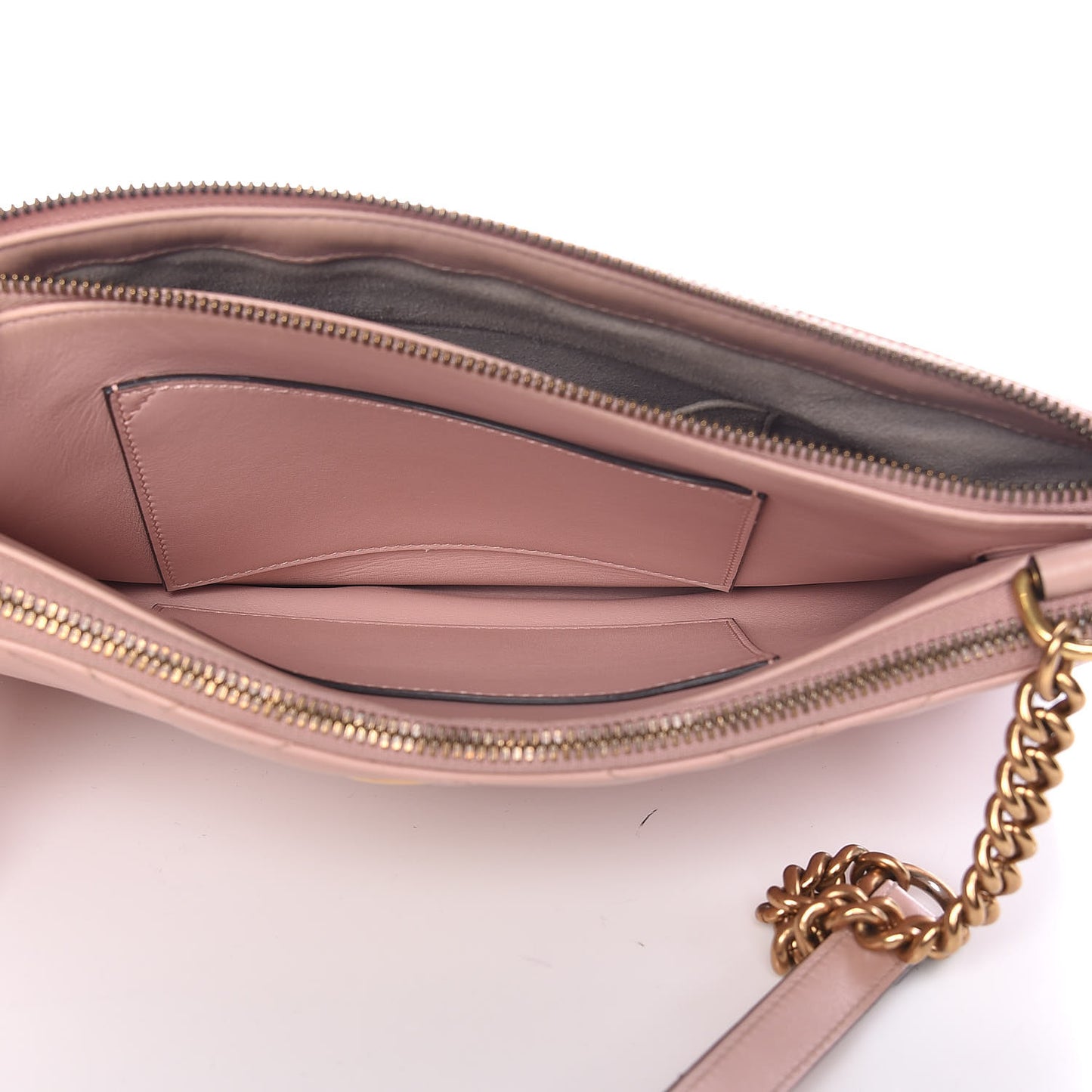 Calfskin Matelasse GG Marmont Double Zip Chain Bag Perfect Pink