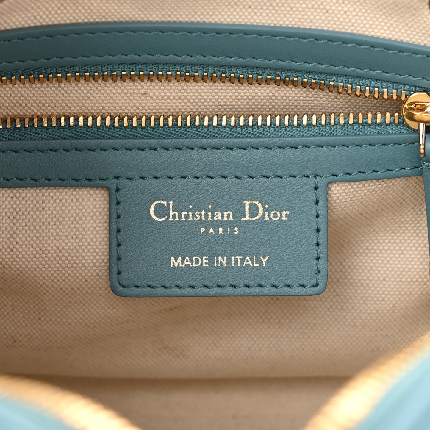 Calfskin Small Dior Vibe Zip Bowling Bag Turquoise