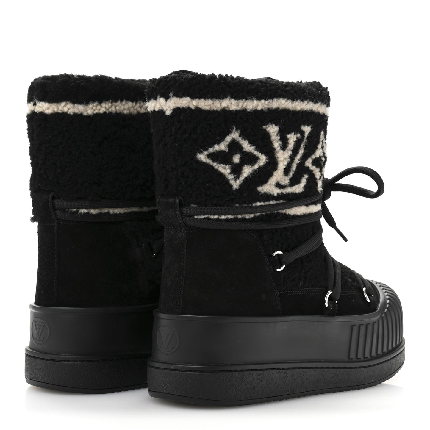 Suede Shearling Polar Flat Half Boots 37 Black