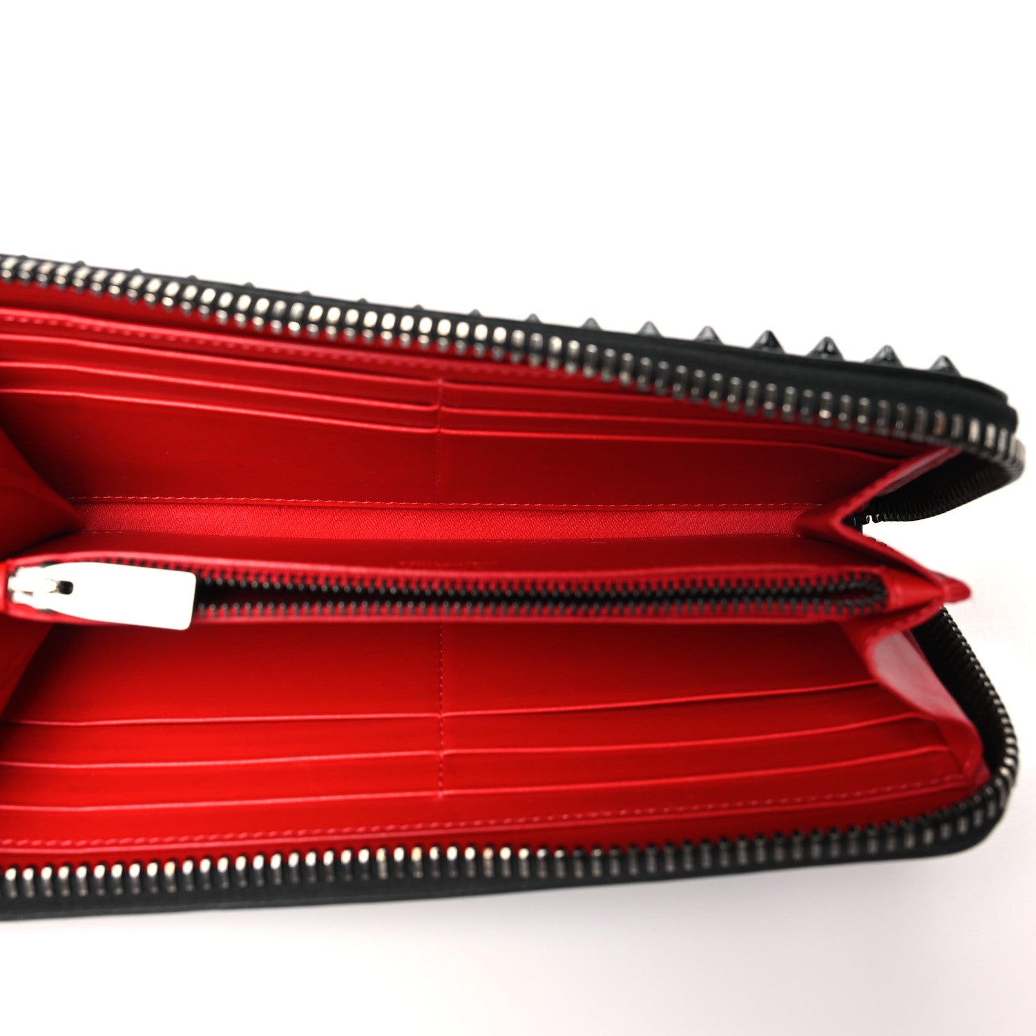 Christian Louboutin Calfskin Panettone Spiked Zip Around Wallet Black 5 of 7