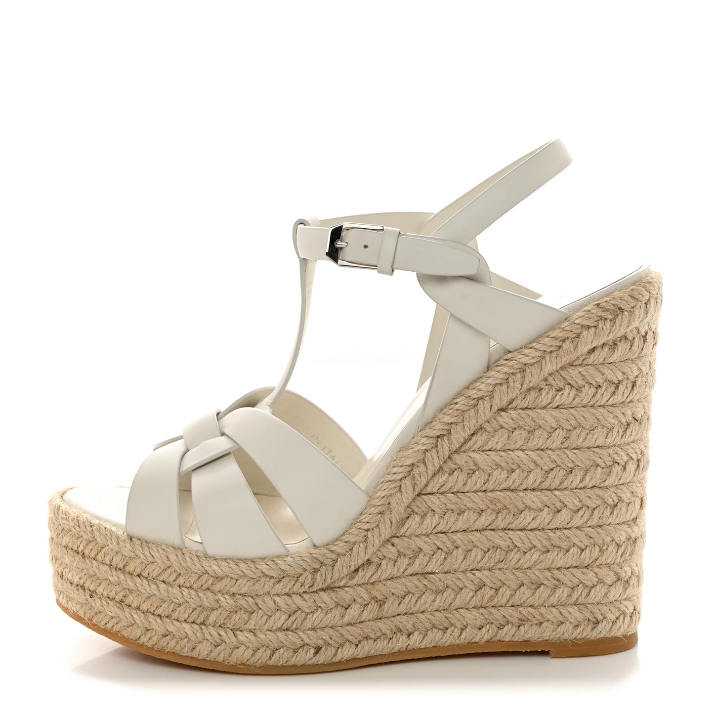 Calfskin Tribute 95 Platform Espadrille Wedge Sandals 38 Porcellana
