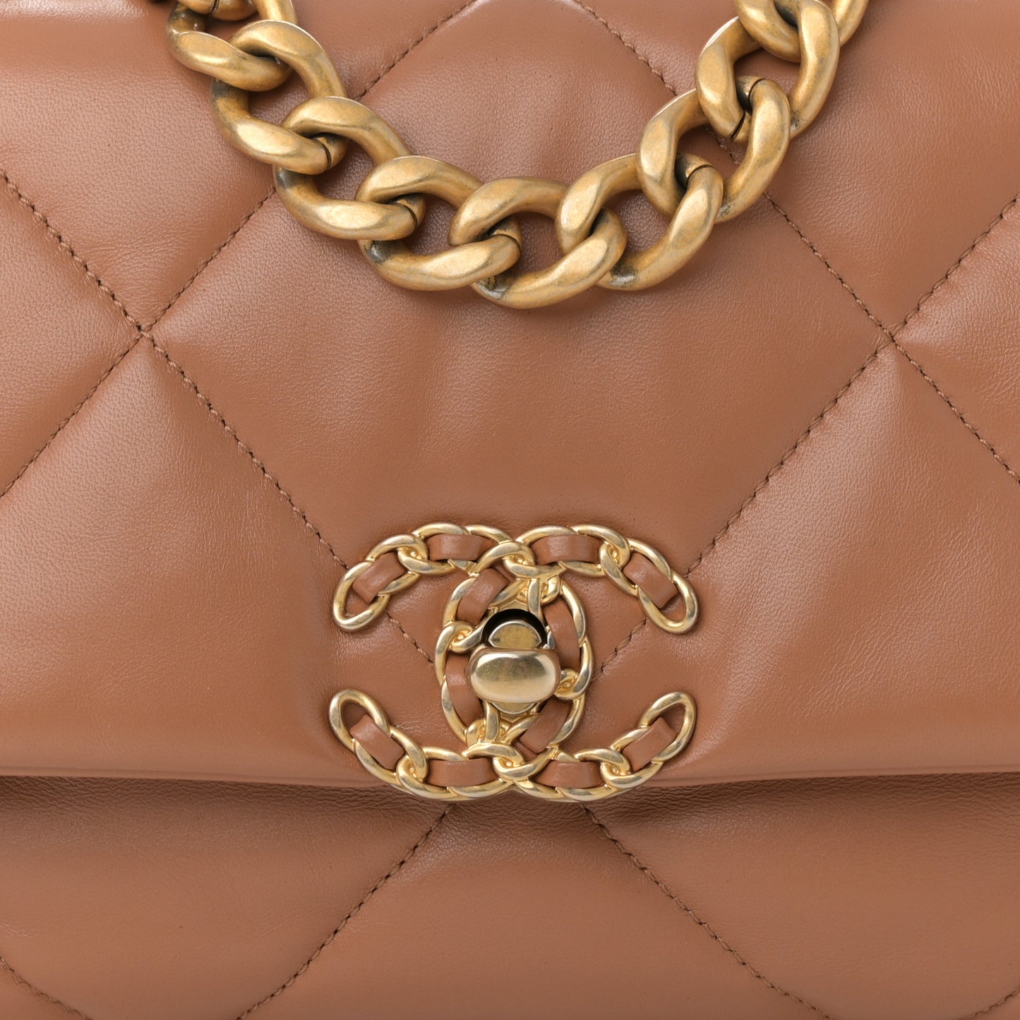 Lambskin Quilted Medium Chanel 19 Flap Brown