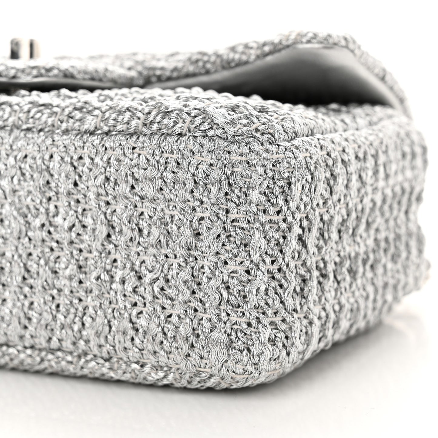 Metallic Woven Fabric Mini Rectangular Flap Silvery