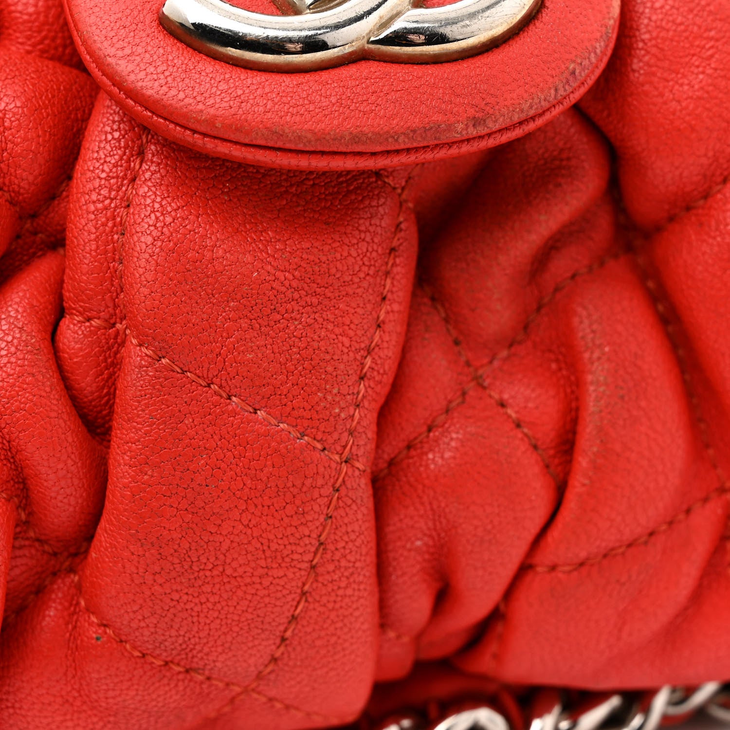 Chanel Washed Lambskin Quilted Medium Chain Around Messenger Red 12 of 20