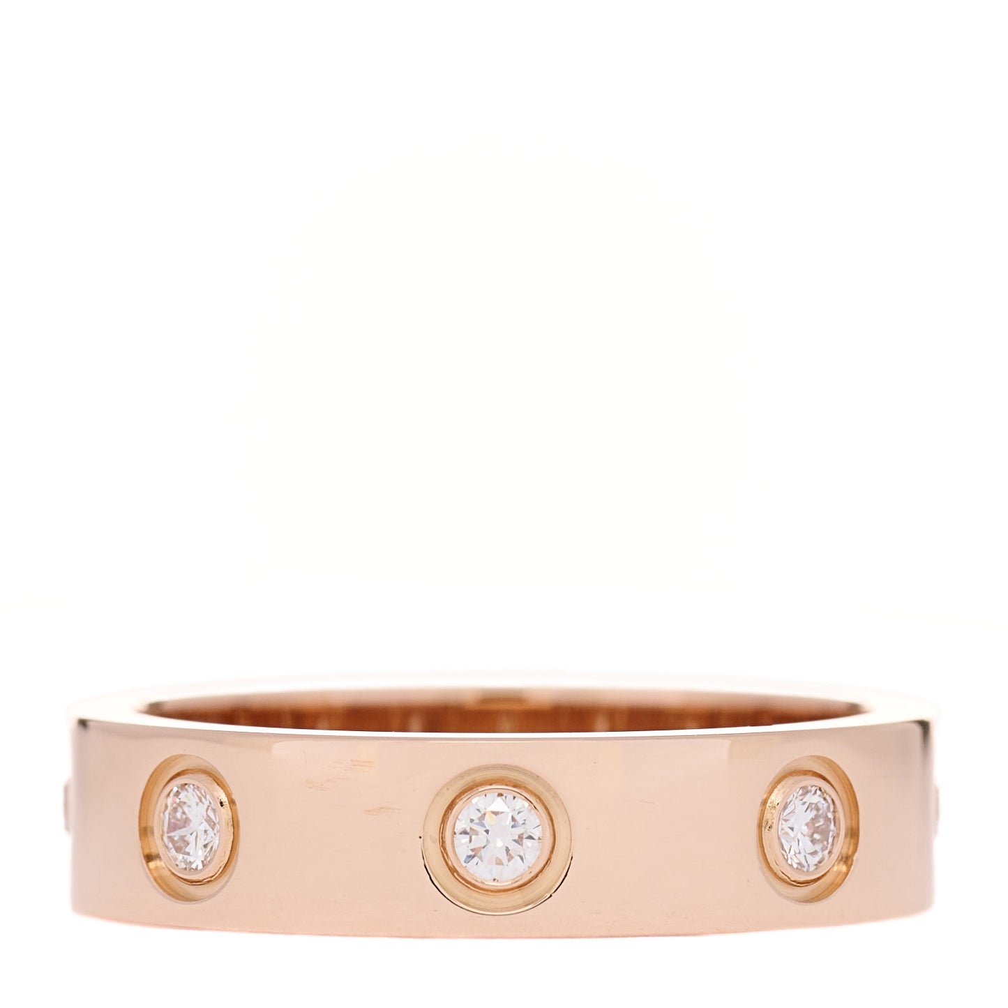 18K Pink Gold 8 Diamond 4mm LOVE Wedding Band Ring 46 3.75