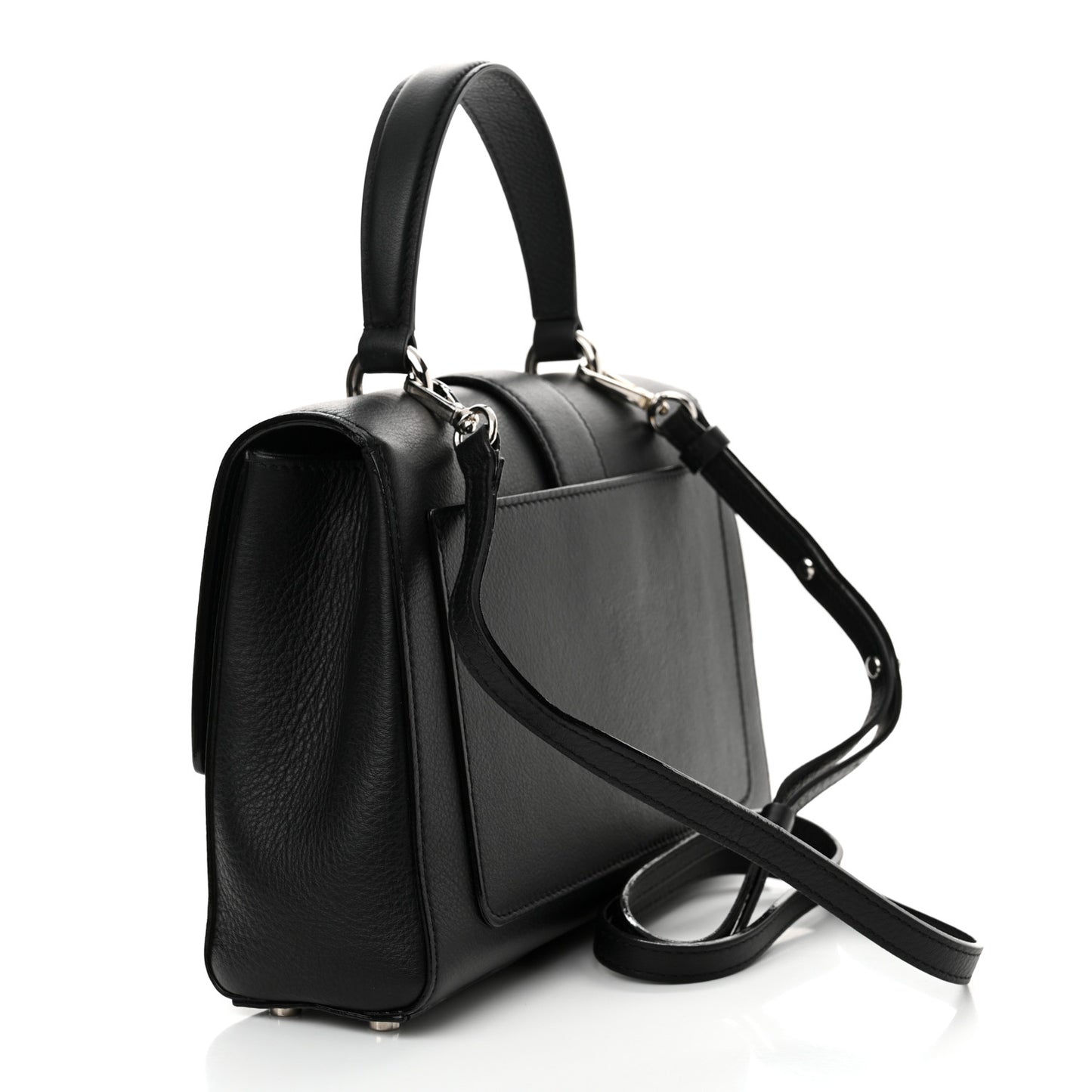 Calfskin Crystal Medium Cheri Top Handle Bag Black