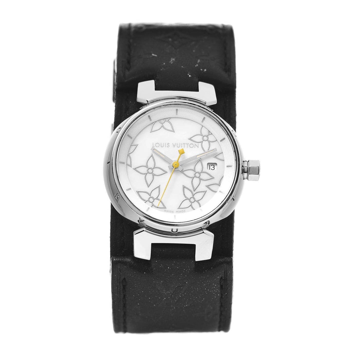 Stainless Steel Calfskin Mother of Pearl 28mm Tambour Quartz Watch