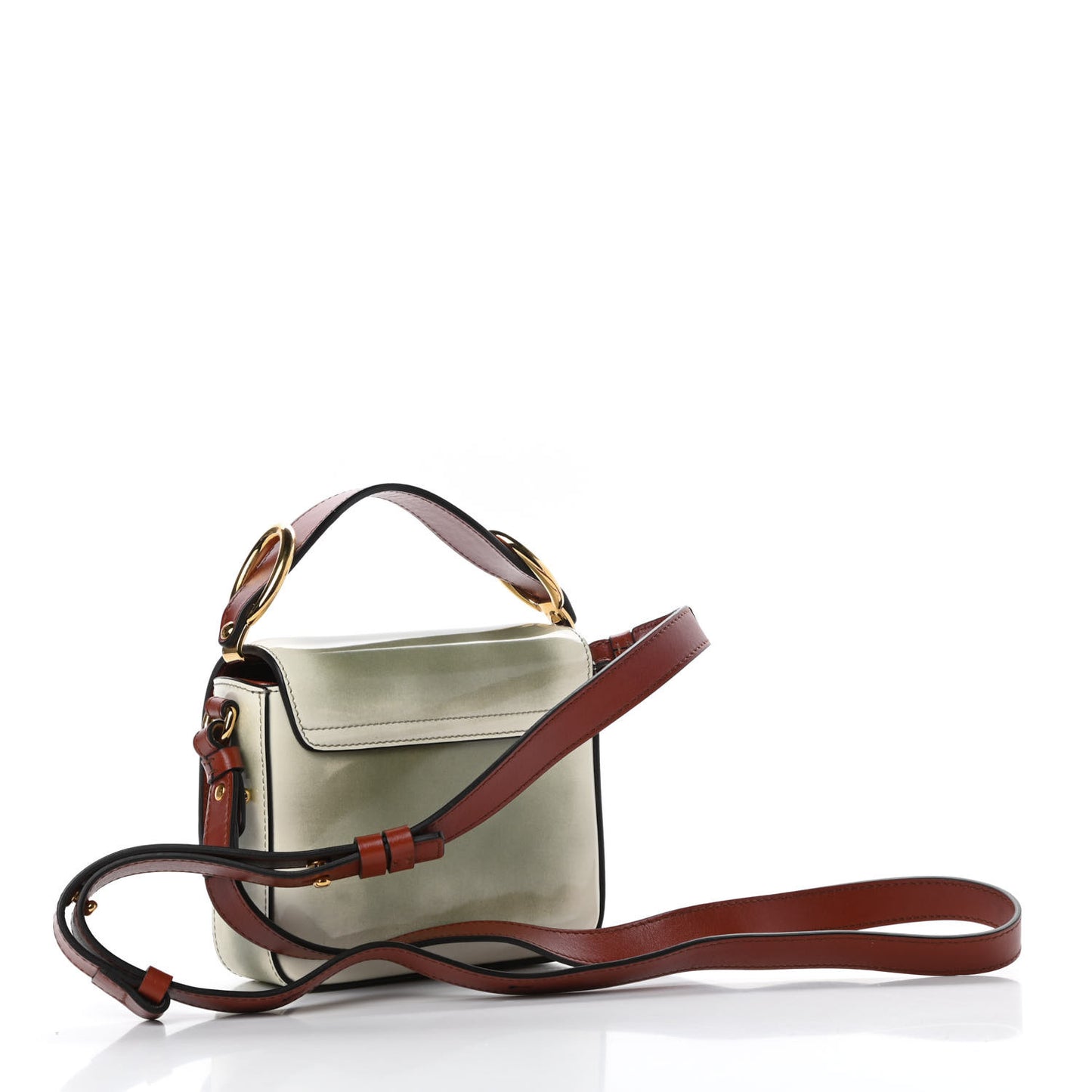 Shaded Glossy Calfskin Lizard Embossed Mini C Double Carry Antique Green