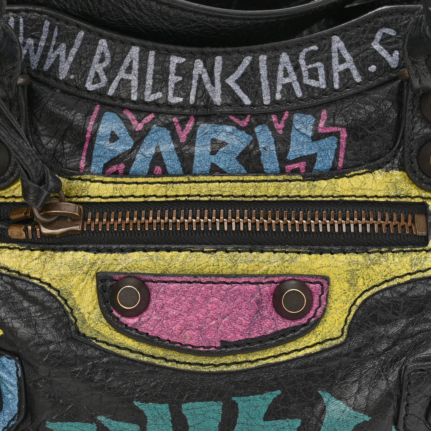 Balenciaga Agneau Arena Graffiti All Over Classic Hardware Mini City Black Multicolor 8 of 10