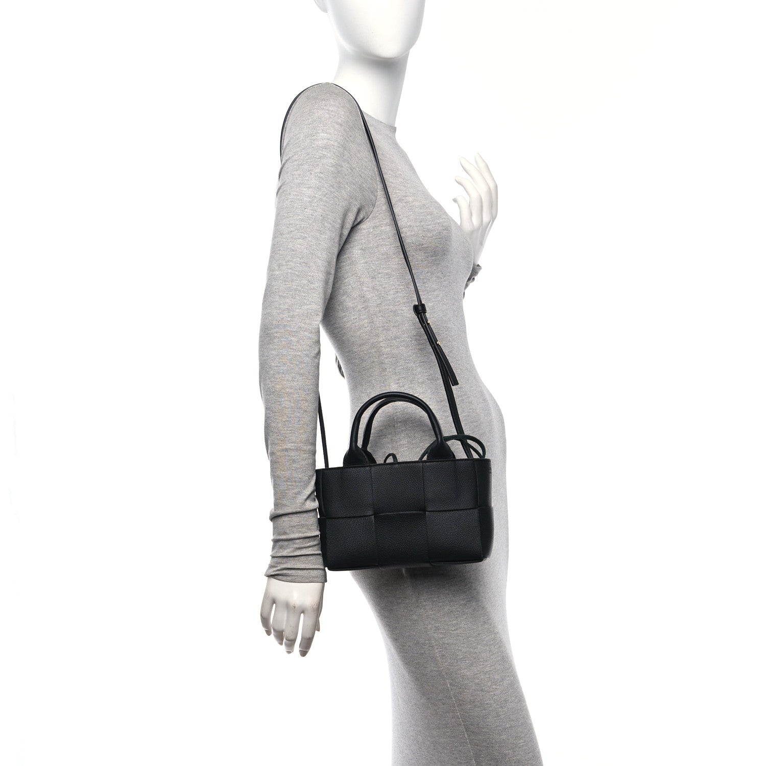 Bottega Veneta Grained Calfskin Intrecciato Candy Arco Tote Black 2 of 10