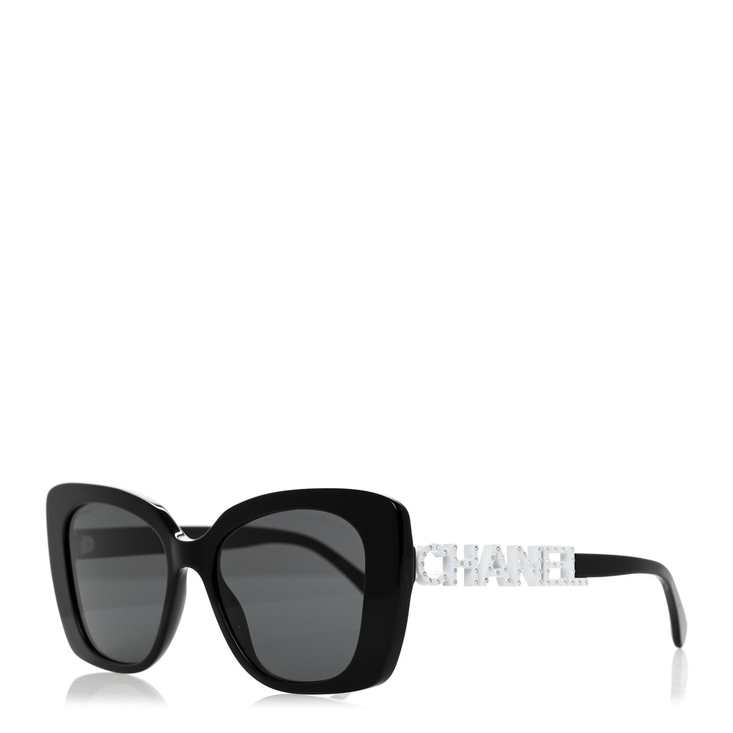 Chanel Acetate Strass Square Sunglasses 5422-B Black White 1 of 8