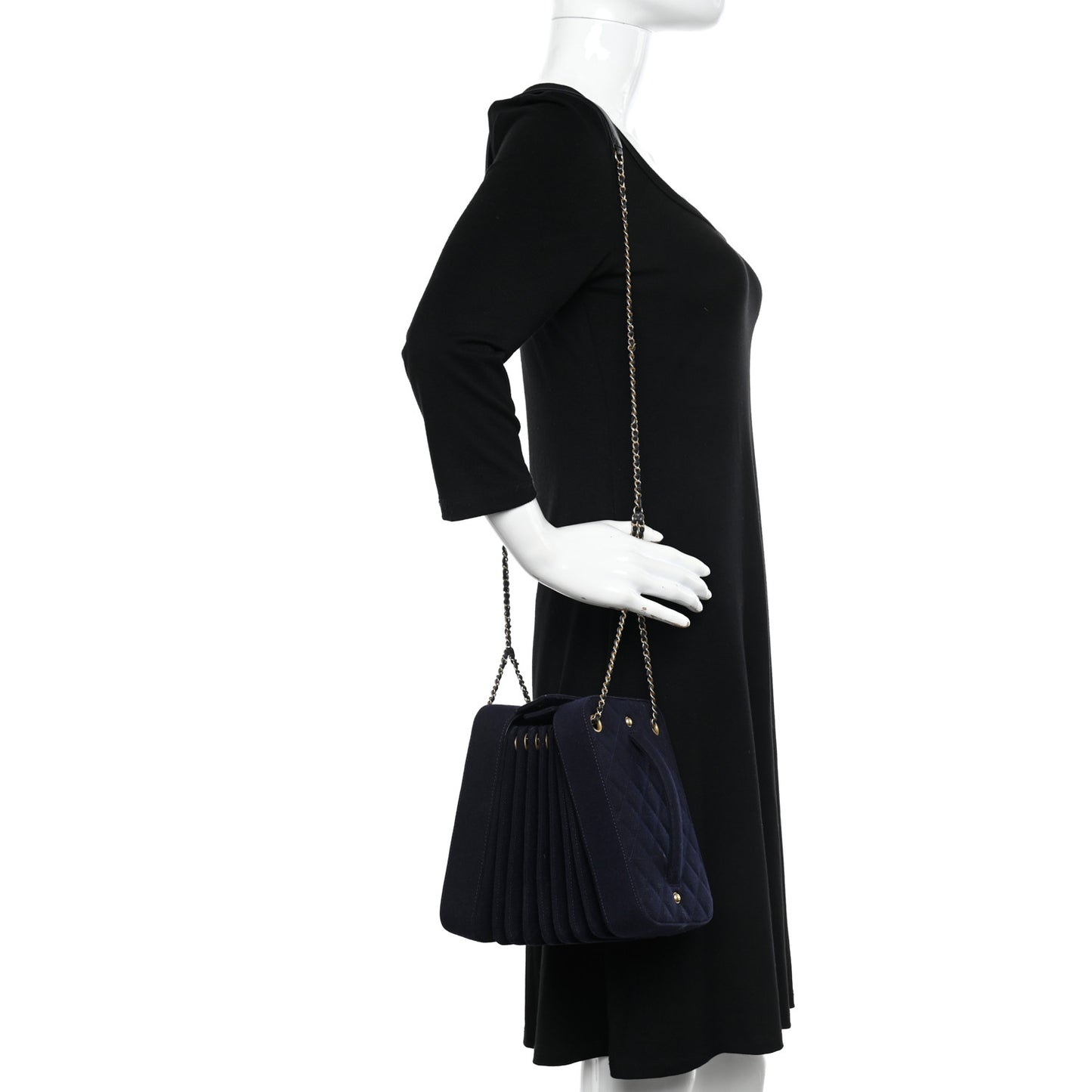 Wool Felt Accordion Bag Navy