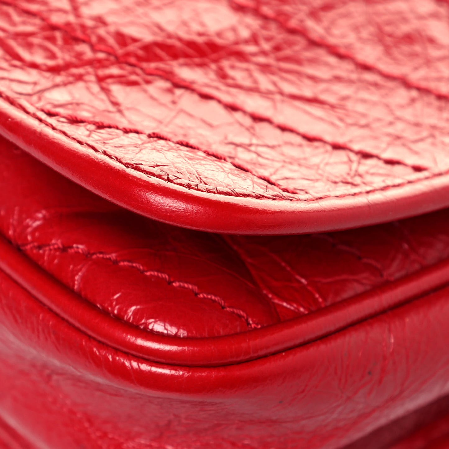 Crinkled Calfskin Matelasse Monogram Niki Chain Wallet Red