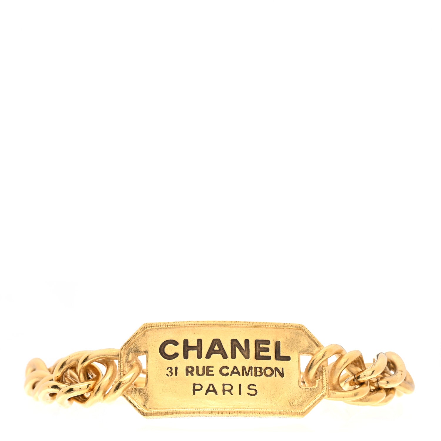 アクセサリー CHANEL 31 RUE CAMBON PARIS Chanel Metal 31 Rue Cambon Paris ID Chain Bracelet Gold 1201953