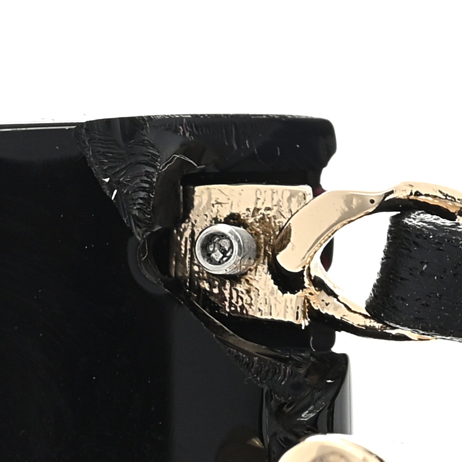 Chanel Metal Resin Lambskin Quilted CC Turnlock Chain Bag Hoop Earrings Black Gold 5 of 5
