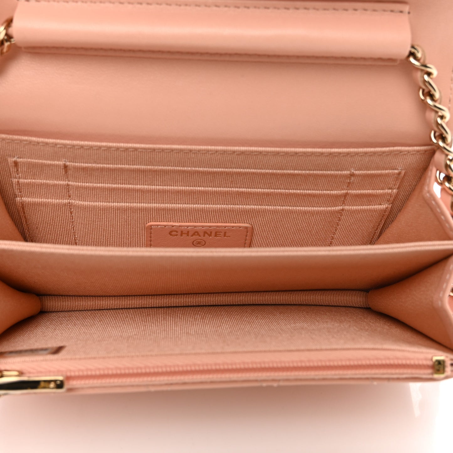 Lambskin Quilted Mini Wallet On Chain WOC Light Pink