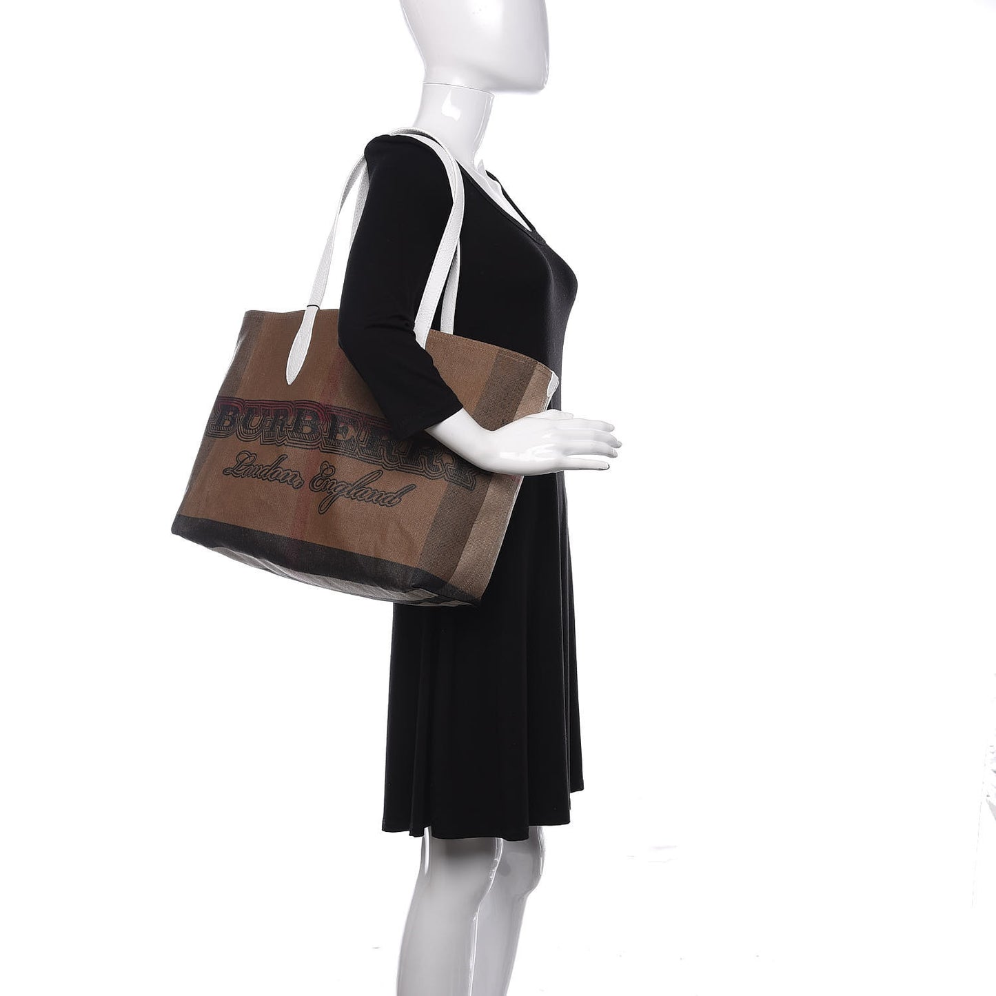 Coated Canvas Mega Check Medium Doodle Tote White