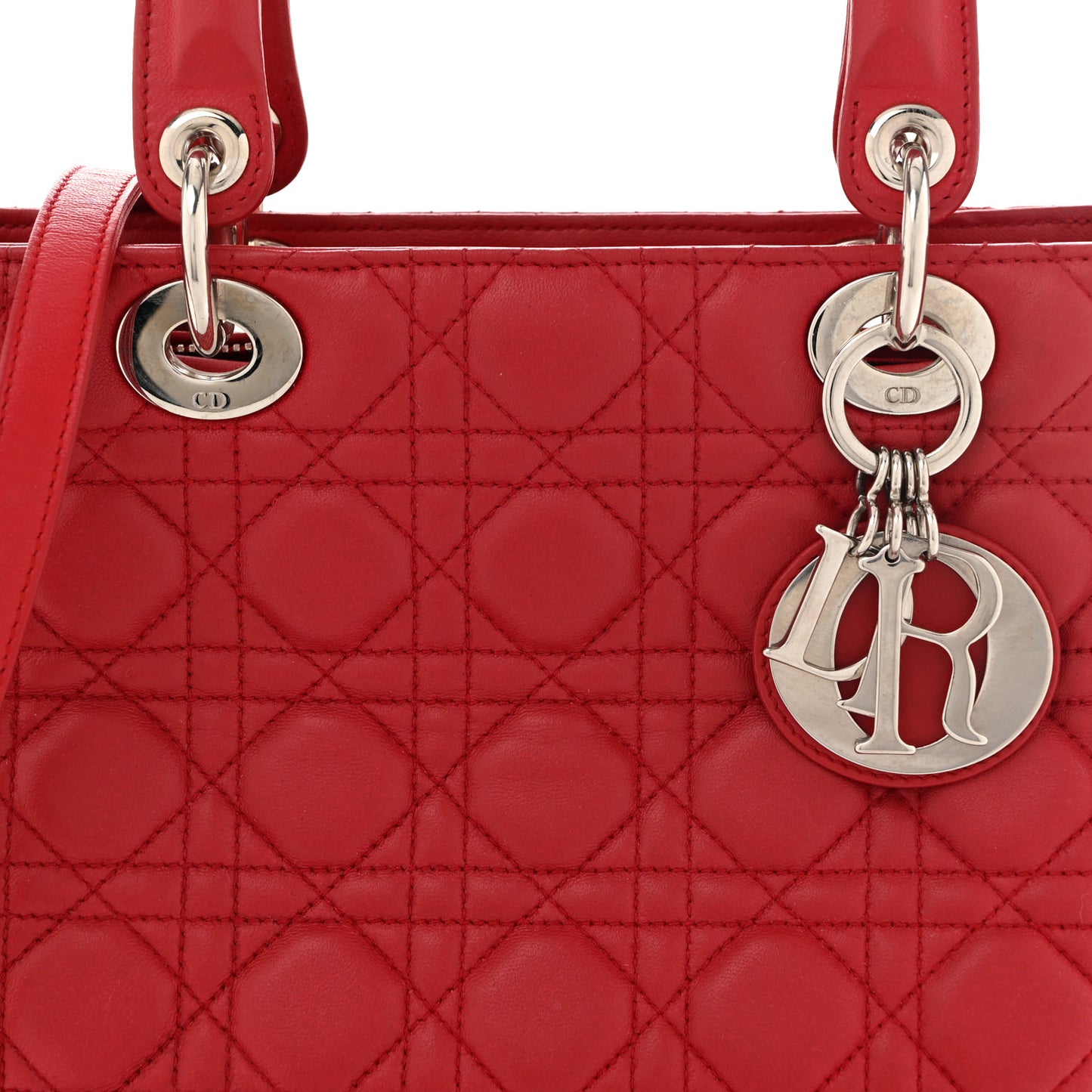 Lambskin Cannage Medium Lady Dior Red