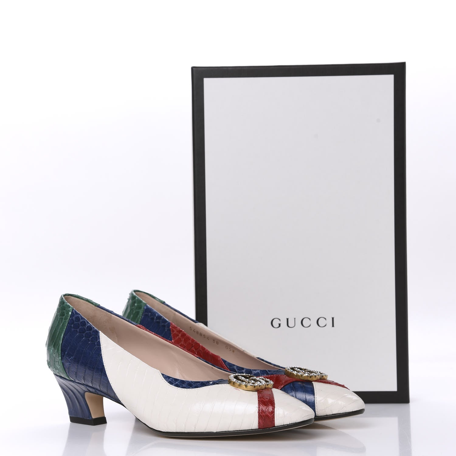 Gucci Snakeskin Crystal Double G Pumps 38 Multicolor 12 of 12
