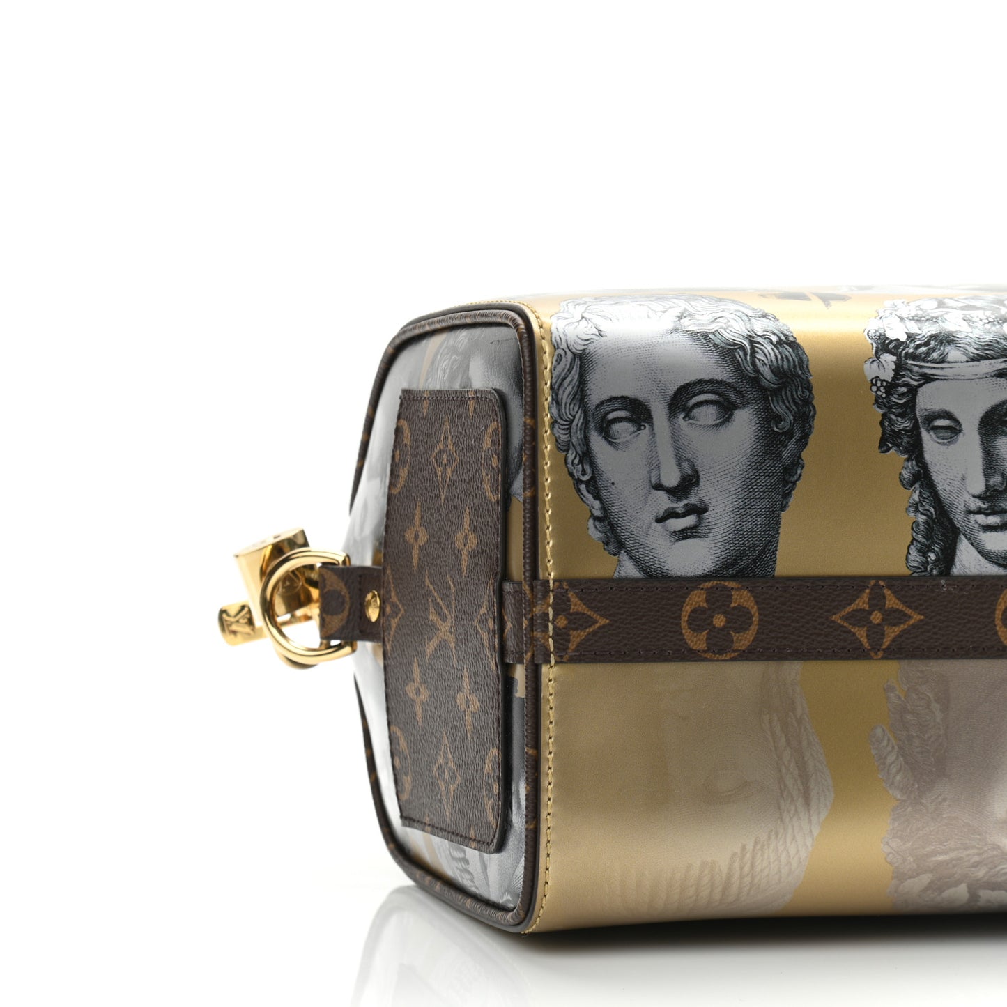X FORNASETTI Calfskin Fornasetti Speedy Bandouliere 25 Gold