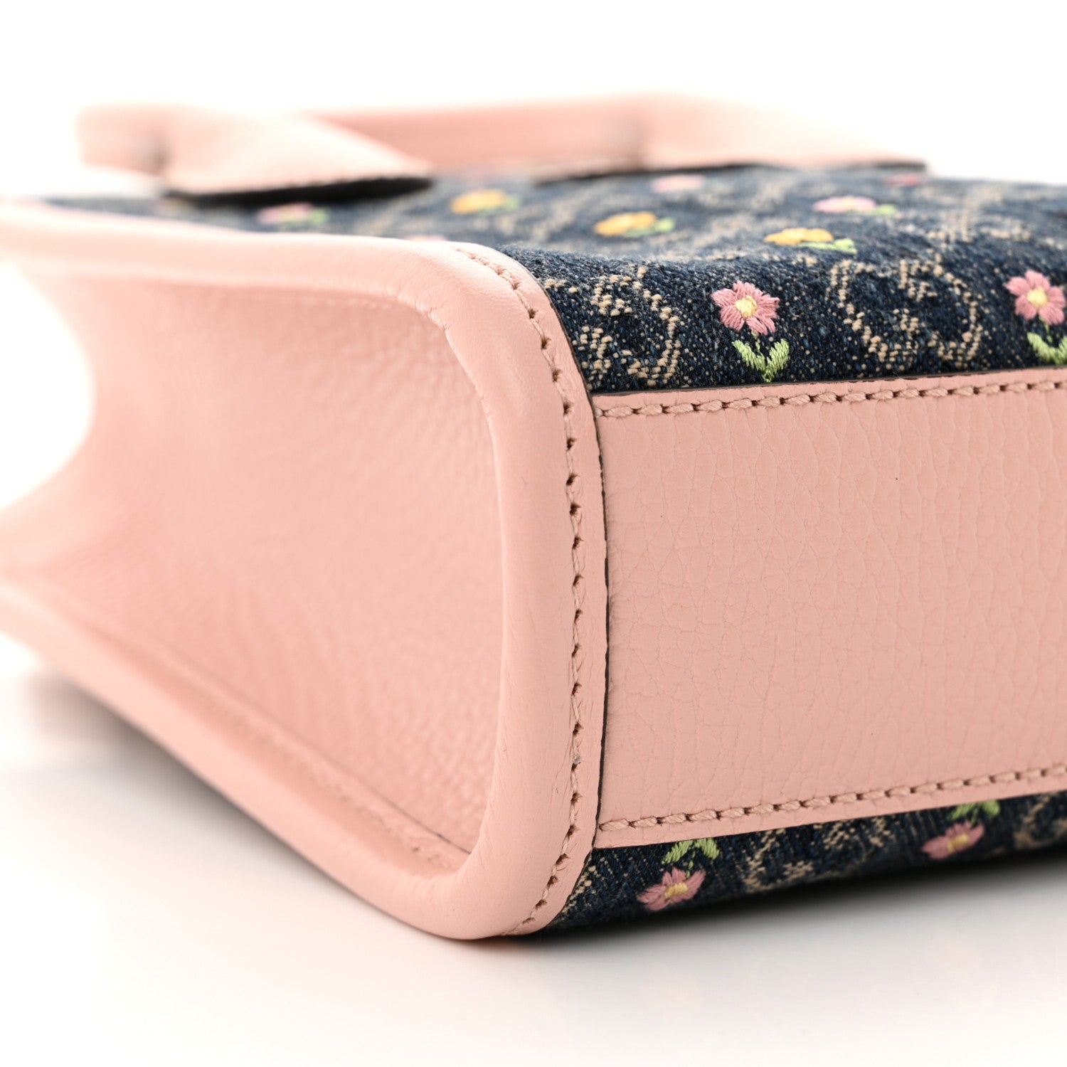 Gucci Denim Dollar Calfskin GG Monogram Mini Retro Interlocking G Tote Bag Blue Tea Multicolor Powder Pink 10 of 12