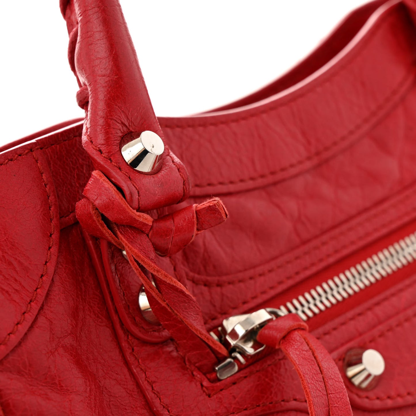 Agneau Classic Silver Hardware Mini City Logo Strap Red Black