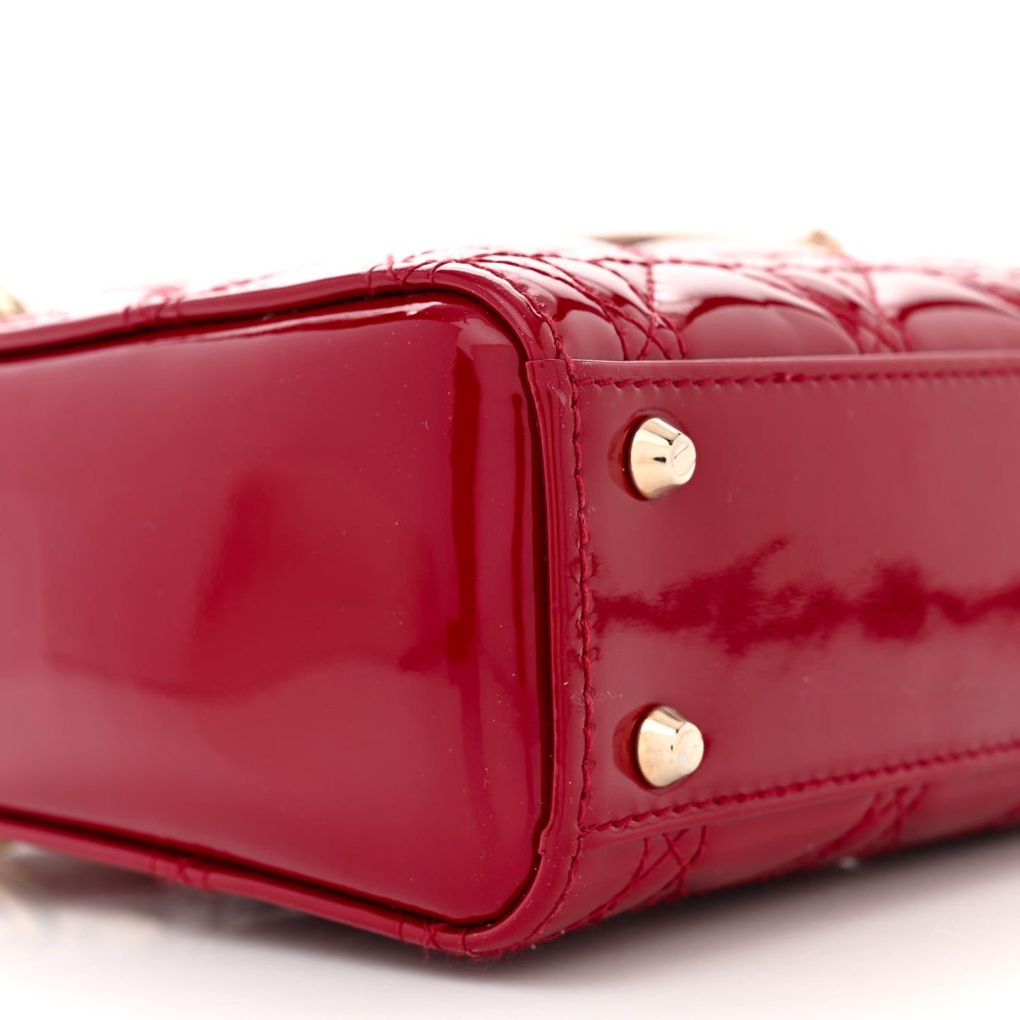 CHRISTIAN DIOR Patent Cannage Mini Lady Dior Red