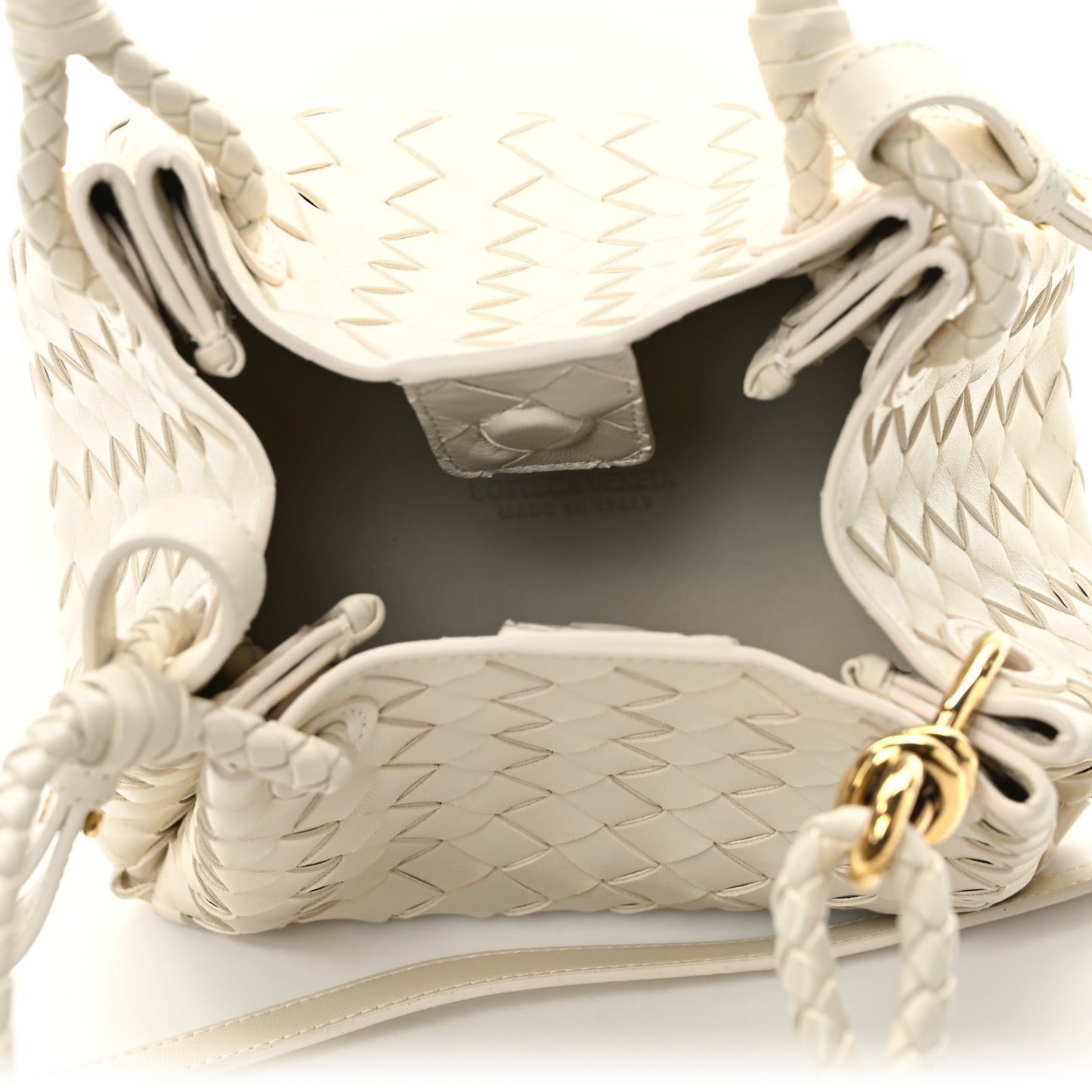 Nappa Intrecciato Small Parachute Shoulder Bag Sea Salt